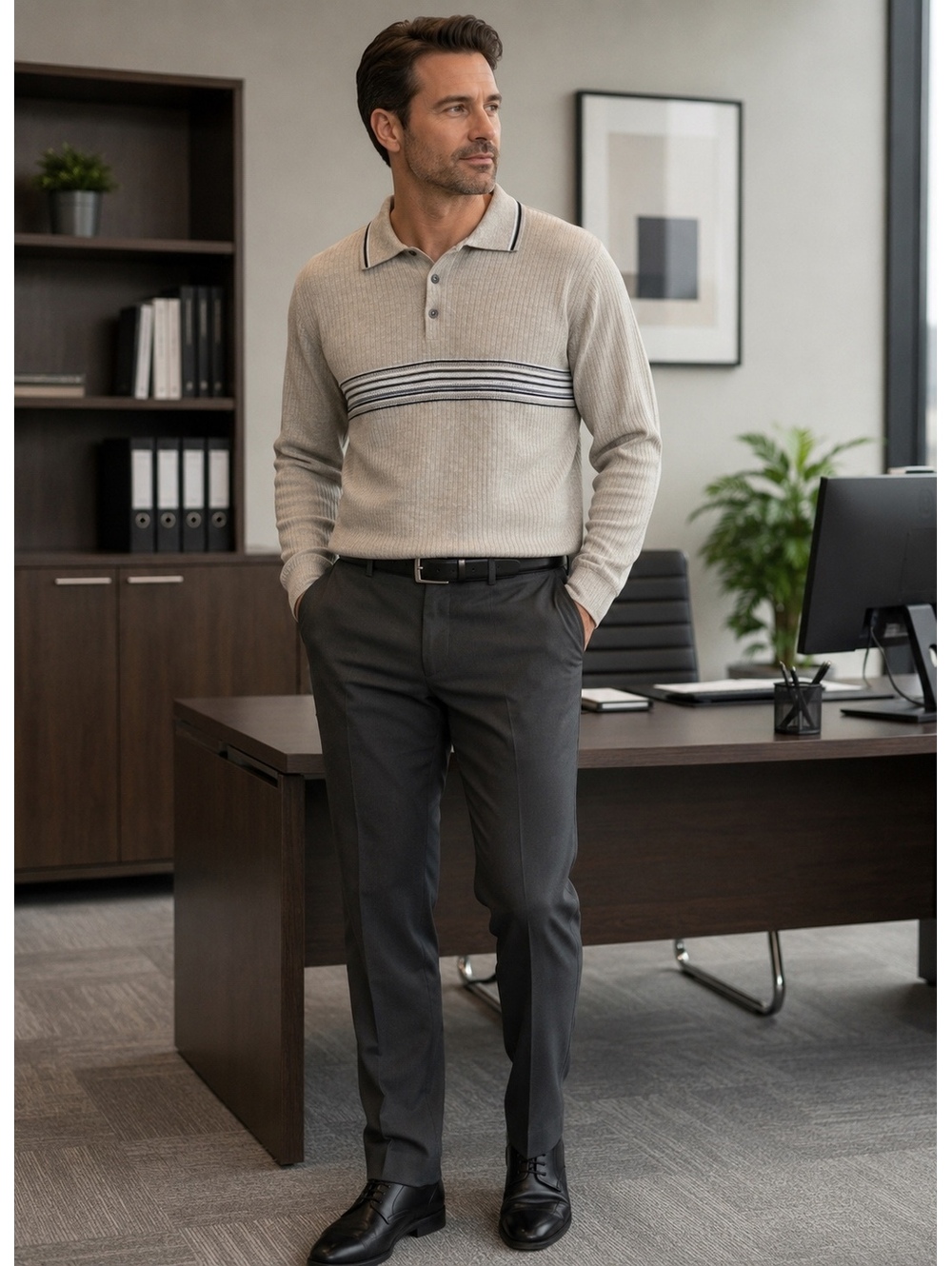 Cambridge Classics L Beige Merino Wool Blend Sweater